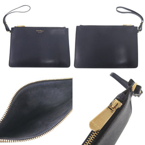 美品 サルヴァトーレフェラガモ ガンチーニ レザー ネイビー トートバッグ 1065【中古】Salvatore Ferragamo