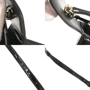 美品 サルヴァトーレフェラガモ ガンチーニ パテントレザー ブラック ショルダーバッグ 黒 1069【中古】Salvatore Ferragamo