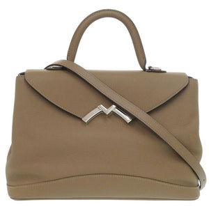 美品 モワナ ギャビー 2WAY レザー ブラウン ハンドバッグ 茶 1081【中古】MOYNAT
