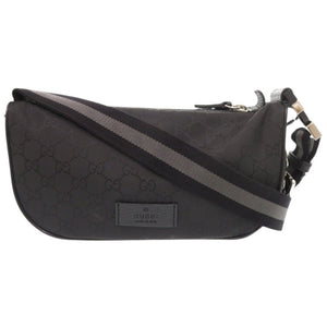 新品同様 グッチ GG柄 449182 ナイロン ブラック ウエストバッグ ボディバッグ 黒 1083【中古】GUCCI