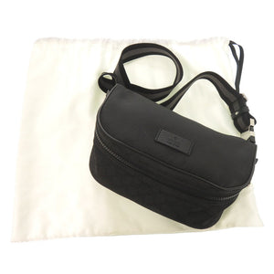 新品同様 グッチ GG柄 449182 ナイロン ブラック ウエストバッグ ボディバッグ 黒 1083【中古】GUCCI