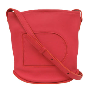 美品 デルボー パン ツイスト レッド ショルダーバッグ レザー 赤 1093【中古】DELVAUX