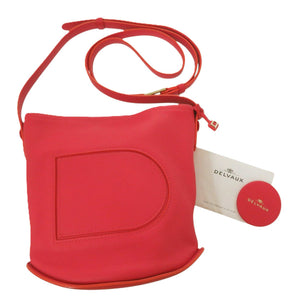 美品 デルボー パン ツイスト レッド ショルダーバッグ レザー 赤 1093【中古】DELVAUX
