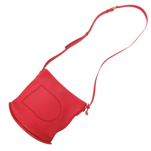 美品 デルボー パン ツイスト レッド ショルダーバッグ レザー 赤 1093【中古】DELVAUX