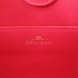 美品 デルボー パン ツイスト レッド ショルダーバッグ レザー 赤 1093【中古】DELVAUX