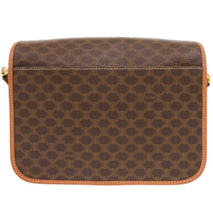 美品 セリーヌ ヴィンテージ サークルロゴ マカダム PVC レザー ブラウン ショルダーバッグ 1094【中古】CELINE