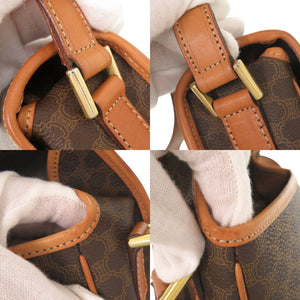 美品 セリーヌ ヴィンテージ サークルロゴ マカダム PVC レザー ブラウン ショルダーバッグ 1094【中古】CELINE