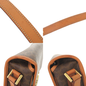 美品 セリーヌ ヴィンテージ サークルロゴ マカダム PVC レザー ブラウン ショルダーバッグ 1094【中古】CELINE