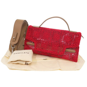 美品 ザネラート NINA ニーナ 2WAY レザー レッド ハンドバッグ 赤 1103【中古】ZANELLATO