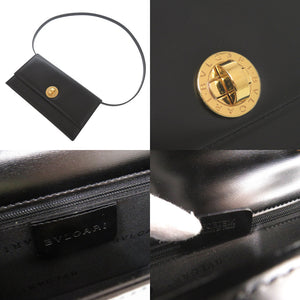 美品 ブルガリ ロゴ レザー ブラック 2WAY ショルダーバッグ クラッチバッグ 黒 1134【中古】BVLGARI