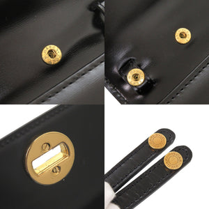 美品 ブルガリ ロゴ レザー ブラック 2WAY ショルダーバッグ クラッチバッグ 黒 1134【中古】BVLGARI