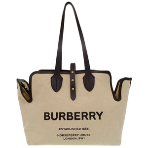バーバリー ソフトキャンバス ロゴ ホースフェリー 8031318 トートバッグ コットンキャンバス ベージュ 1137【中古】BURBERRY
