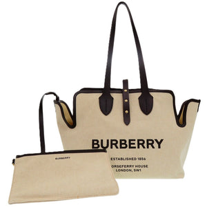 バーバリー ソフトキャンバス ロゴ ホースフェリー 8031318 トートバッグ コットンキャンバス ベージュ 1137【中古】BURBERRY