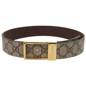 未使用品 グッチ スクエアバックル GGベルト 722370 GGスプリーム ベージュ 1141【中古】GUCCI メンズ
