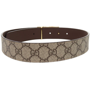 未使用品 グッチ スクエアバックル GGベルト 722370 GGスプリーム ベージュ 1141【中古】GUCCI メンズ