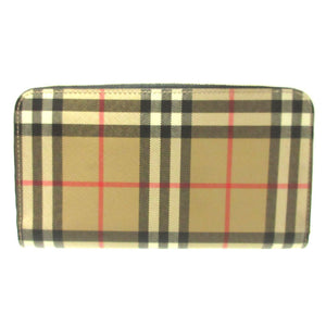 新品同様 バーバリー チェック PVC ベージュ ラウンドファスナー長財布 財布 1183【中古】BURBERRY