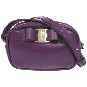 美品 サルヴァトーレフェラガモ ヴァラリボン レザー パープル ショルダーバッグ 1188【中古】Salvatore Ferragamo