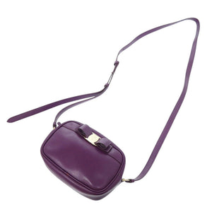 美品 サルヴァトーレフェラガモ ヴァラリボン レザー パープル ショルダーバッグ 1188【中古】Salvatore Ferragamo