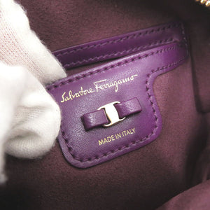 美品 サルヴァトーレフェラガモ ヴァラリボン レザー パープル ショルダーバッグ 1188【中古】Salvatore Ferragamo