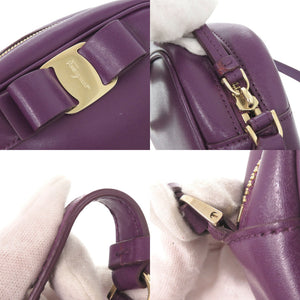 美品 サルヴァトーレフェラガモ ヴァラリボン レザー パープル ショルダーバッグ 1188【中古】Salvatore Ferragamo