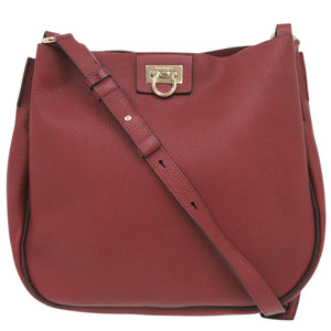 美品 サルヴァトーレフェラガモ ガンチーニ レザー レッド ショルダーバッグ 赤 1190【中古】Salvatore Ferragamo
