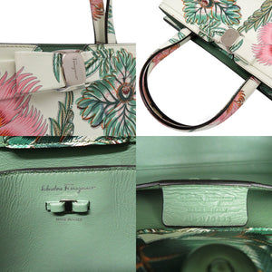 美品 サルヴァトーレフェラガモ ヴァラリボン フラワー 2WAY ハンドバッグ レザー マルチカラー 1194【中古】Salvatore Ferragamo