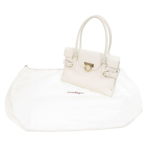 美品 サルヴァトーレフェラガモ ガンチーニ DY-21 4402 レザー ホワイト ハンドバッグ 白 1196【中古】Salvatore Ferragamo