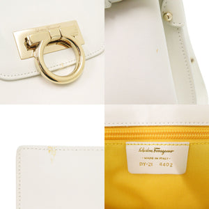美品 サルヴァトーレフェラガモ ガンチーニ DY-21 4402 レザー ホワイト ハンドバッグ 白 1196【中古】Salvatore Ferragamo