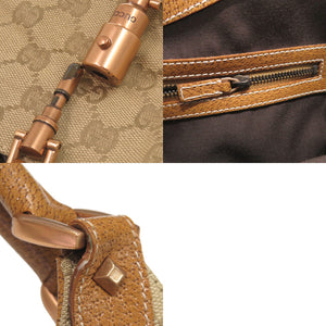 グッチ ニュージャッキー 124404 GGキャンバス レザー ベージュ キャメル ショルダーバッグ 1223【中古】GUCCI