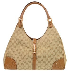 グッチ ニュージャッキー 124404 GGキャンバス レザー ベージュ キャメル ショルダーバッグ 1223【中古】GUCCI