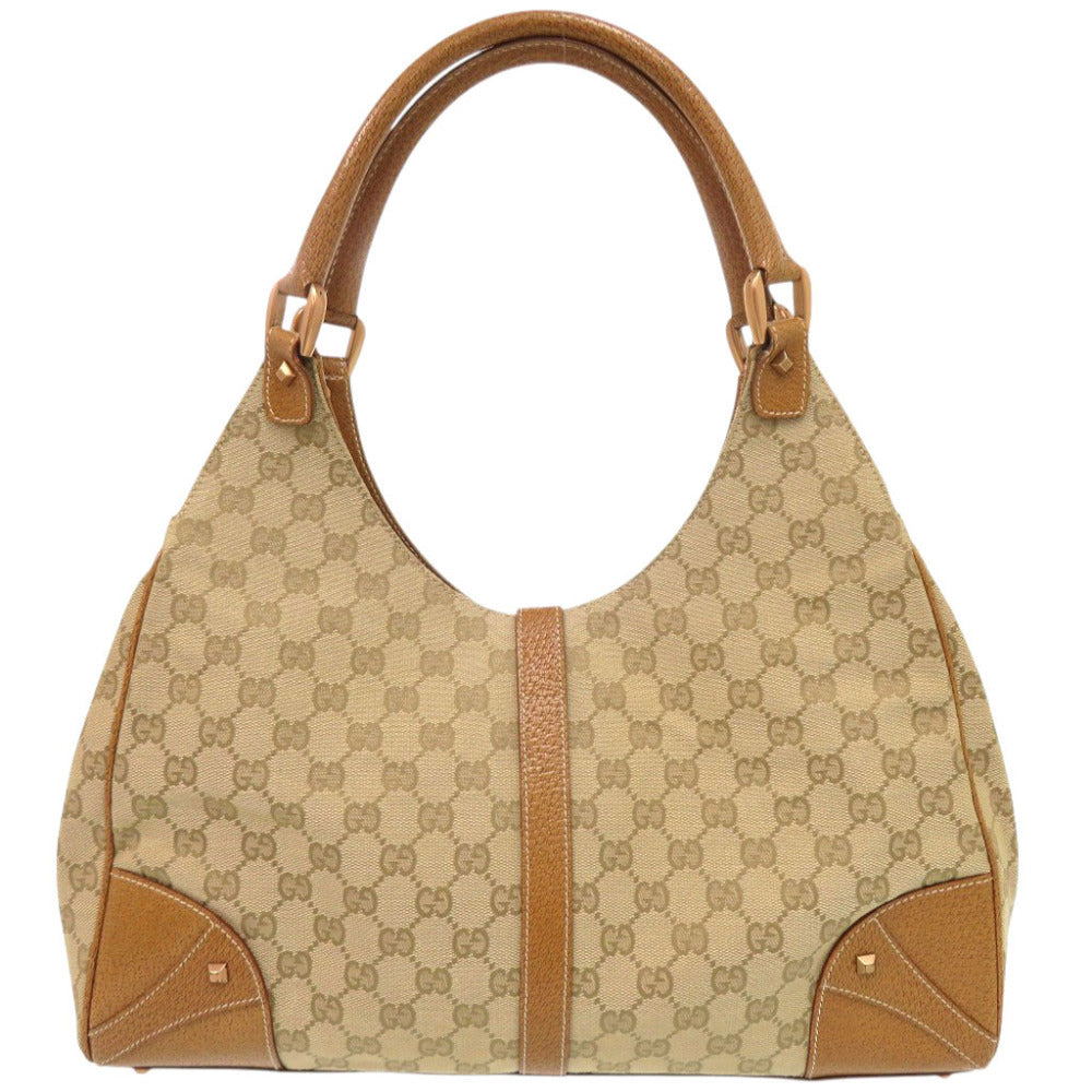 グッチ ニュージャッキー 124404 GGキャンバス レザー ベージュ キャメル ショルダーバッグ 1223【中古】GUCCI