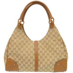グッチ ニュージャッキー 124404 GGキャンバス レザー ベージュ キャメル ショルダーバッグ 1223【中古】GUCCI