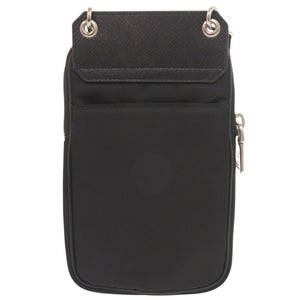 美品 プラダ トライアングル ナイロン レザー ブラック フォンケース ショルダーポーチ ショルダーバッグ 黒 1226【中古】PRADA