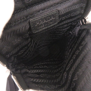 美品 プラダ トライアングル ナイロン レザー ブラック フォンケース ショルダーポーチ ショルダーバッグ 黒 1226【中古】PRADA