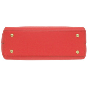 美品 エム シー エム 2WAY ロゴ レザー レッド ハンドバッグ 赤 1237【中古】MCM
