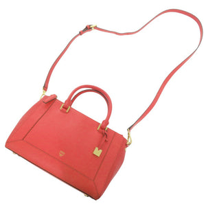 美品 エム シー エム 2WAY ロゴ レザー レッド ハンドバッグ 赤 1237【中古】MCM