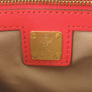 美品 エム シー エム 2WAY ロゴ レザー レッド ハンドバッグ 赤 1237【中古】MCM