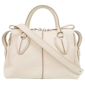 美品 トッズ 2WAY レザー アイボリー ハンドバッグ 1239【中古】TOD’S