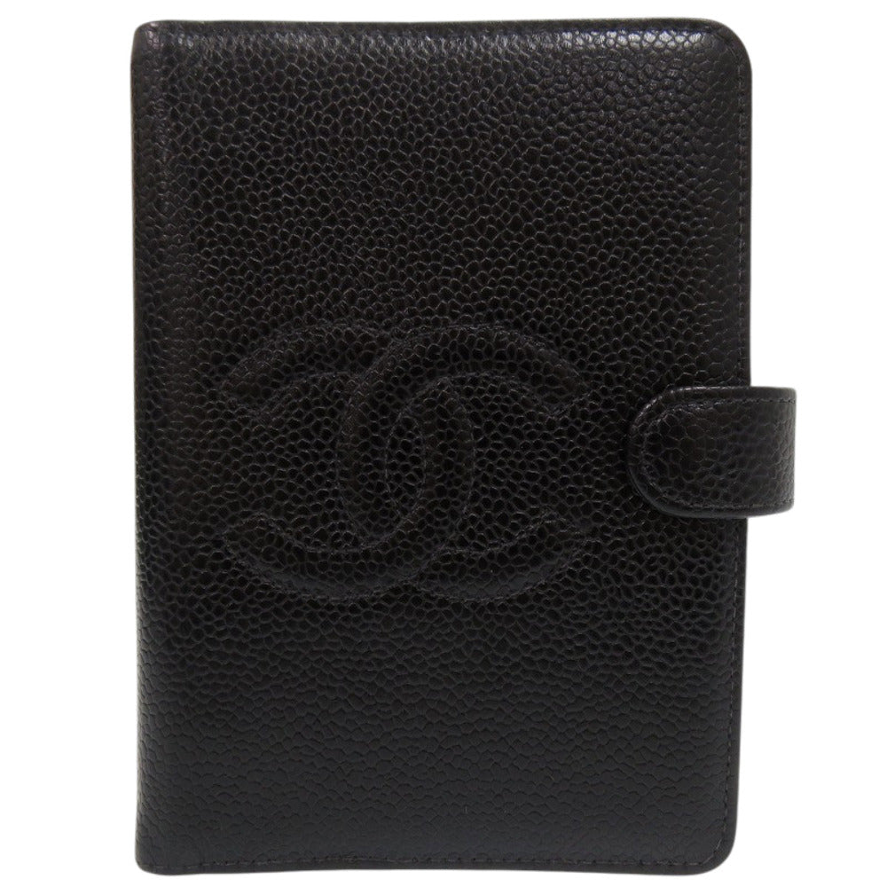 美品 シャネル キャビアスキン ブラック 7番台 アジェンダ 手帳カバー 黒 1252 【中古】 CHANEL