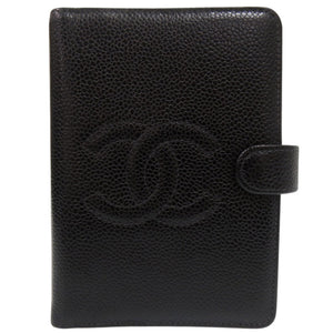 美品 シャネル キャビアスキン ブラック 7番台 アジェンダ 手帳カバー 黒 1252 【中古】 CHANEL