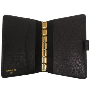 美品 シャネル キャビアスキン ブラック 7番台 アジェンダ 手帳カバー 黒 1252 【中古】 CHANEL