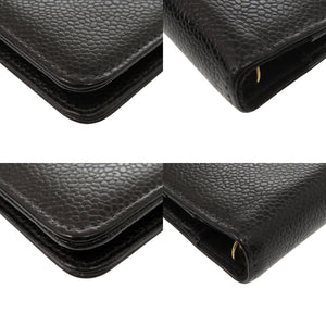 美品 シャネル キャビアスキン ブラック 7番台 アジェンダ 手帳カバー 黒 1252 【中古】 CHANEL