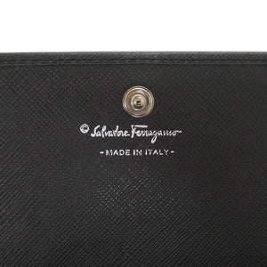 美品 サルヴァトーレフェラガモ ヴァラリボン IR-22A994 レザー ブラック 長財布 黒 1258【中古】Salvatore Ferragamo