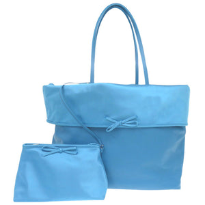 美品 バレンシアガ LEOPOLDA XL レザー サテン ブルー トートバッグ 青 1291【中古】BALENCIAGA