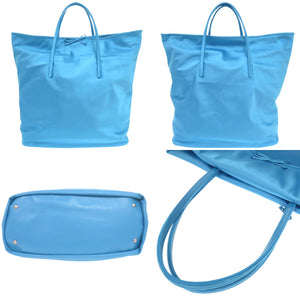 美品 バレンシアガ LEOPOLDA XL レザー サテン ブルー トートバッグ 青 1291【中古】BALENCIAGA