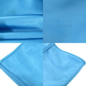美品 バレンシアガ LEOPOLDA XL レザー サテン ブルー トートバッグ 青 1291【中古】BALENCIAGA