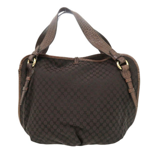 美品 セリーヌ マカダム キャンバス 型押しレザー ブラウン ハンドバッグ 1303【中古】CELINE