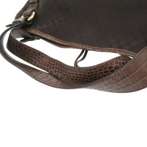 美品 セリーヌ マカダム キャンバス 型押しレザー ブラウン ハンドバッグ 1303【中古】CELINE