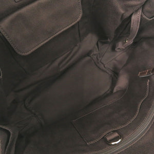 美品 セリーヌ マカダム キャンバス 型押しレザー ブラウン ハンドバッグ 1303【中古】CELINE
