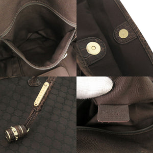美品 セリーヌ マカダム キャンバス 型押しレザー ブラウン ハンドバッグ 1303【中古】CELINE